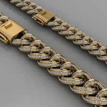 miami cubano enlace cadena esposas gemas 0142 pulsera joyería joya lujo oro plata imprimible brillante bloquear accesorio diamante libra esterlina zafiro 3d print model - Mito3D