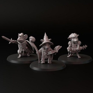 mice men mouse dragons mousefolk folk rpg dungeon pathfinder fantasy miniature wizard warrior ghironda bard sale historia role game games toys board 3d print model - Mito3D