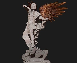 Michael arcangelo metallo legna cnc arrotondamento angeli statua carattere scultura Ali arte gioielleria angelo ala statuetta sculture fantasia 3d print model - Mito3D