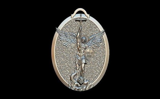 Michael arcangelo pendente gioielleria angelo ciondoli cattolico arte Dio santo sculture oro Gesù cristiano religione miguel Bibbia 3d print model - Mito3D