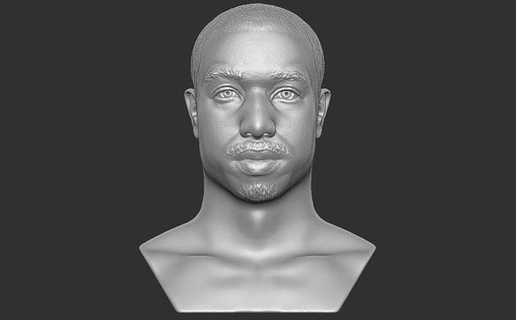 michael b jordan bust 3d printing creed actor sylvester stallone zac efron hollywood celebrity black panther boxer famous brad pitt caprio rocky balboa art sculptures 3d print model - Mito3D