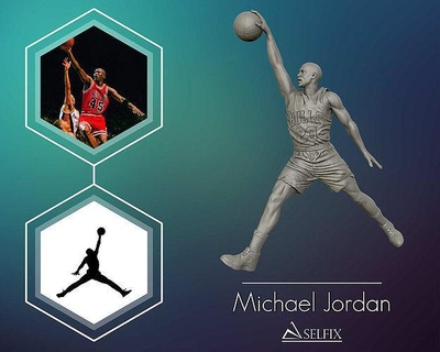 Miguel Jordán remojar escultura mj Michael Jordan nba 3d 3demodel estatua Arte esculturas 3d print model - Mito3D