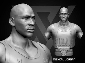 micheal jordán 3d imprimible 5 baloncesto nba deporte cabra humano hombre personaje obra arte decoración figurilla cifras mínimo retrato busto estatua esculturas arte 3d print model - Mito3D