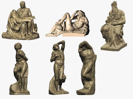 michelangelo collection sculpture mose pieta slave night statue famous 3dprint vatican renaissance figure religion art sculptures 3d print model - Mito3D