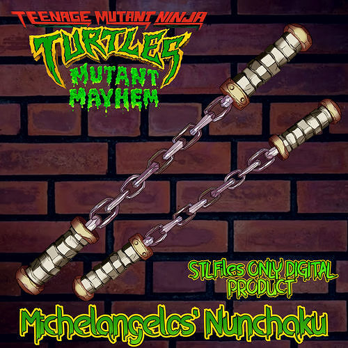 miguel ángel nunchaku Adolescente mutante ninja tortugas violencia Tortuga tmnt juguetes dibujos animados juegos leonardo donatello raphael juego reptil superhéroe cosplay joyería joya 3D print model - Mito3D