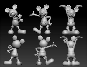 mickey 3 poses figure mickey support character rat art  3d print model - Mito3D