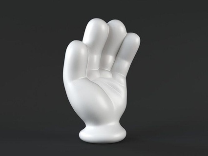 mickey hand voll kunst toon karikatur maus donald doof disney skulpturen emotion zeichen geste finger statue pluto palme skulptur bettler 3d print model - Mito3D