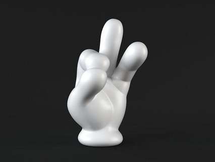 mickey Hand Prise Kunst toon Karikatur Maus Donald doof Disney Skulpturen Emotion Zeichen Geste Finger Statue Pluto Palme Skulptur 3d print model - Mito3D