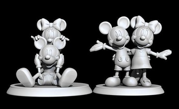 mickey minnie 2 pose personnage art disney mikey rat dessin animé statue lapin sculpture pluton sculptures 3d print model - Mito3D