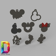 mickey mouse earring set love ear disney fashion gift people jewellery printable jewelry 3dprint kids cnc 3d print model - Mito3D