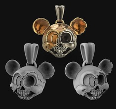 mickey mouse head pendant skull head skeleton mickey mouse mickeymouse anatomy spine rat face skeletal cranium jewelry suspension pendant skullpendant bikers skulls pendants heads