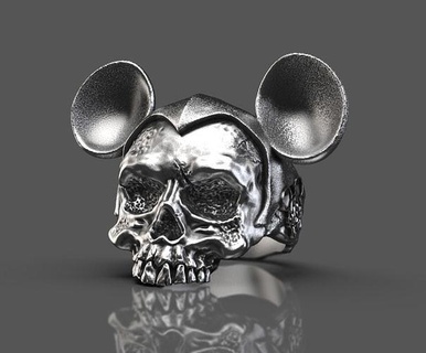 mickey mouse head ring 3d model printing print skull bikers bone jewelry jeweller rings jewelring jewel silver art anatomy 3d print model - Mito3D
