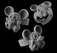 Mickey ratón anillo anillos joyería joya joyero Mouse joyeria engreído impudente Arte plata rata imprimible biología 3d print model - Mito3D