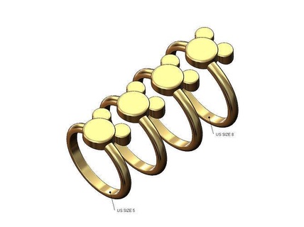 Topolino topo forma sigillo squillare cartone animato moda gioielleria stampabile oro argento sterlina impila incidere semplice carina 3d modello anelli 3d print model - Mito3D