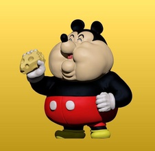 mickey mouse fat plump glutton animation eats cheese games toys 3d print model - Mito3D
