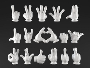 mickeys hands pack 01 art toy toon cartoon mickey mouse donald goofy disney sculptures emotion sign gesture hand fingers pluto palm conceptual statue 3d print model - Mito3D