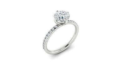 micro pavimentar u corte compromiso anillo solitario bodas joyería joya plata imprimible platino diamante moda oro anillos 3d print model - Mito3D