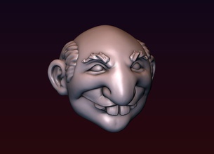 microcephal head stylized art microcephalus cleft lip harelip toothfish toothy smiling styled cartoon face human anatomy old funny man small big nose sculptures 3d print model - Mito3D