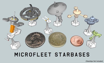 microfleet starbases outposts pack star trek starfleet enterprise starship federation starmada startrek starbase games toys other 3d print model - Mito3D