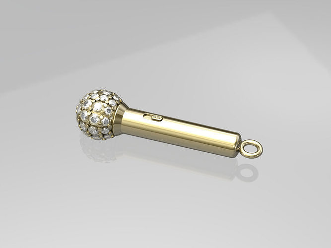 Mikrofon Anhänger Schmuck Diamant druckbar 3D print model - Mito3D
