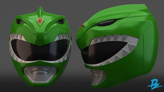 poderoso morfina verde guarda mascarar capacete sentai cosplay tokusatsu mmpr mayymophins GreenRanger 3dprint arte varreduras réplicas 3d print model - Mito3D