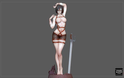 mikasa ackerman attack titian anime girl character cute art sculptures 3d print model - Mito3D