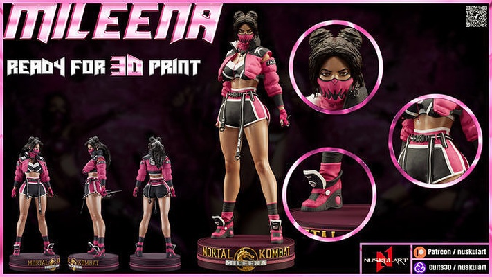 mileena mortel kombat royaume terre costume 3d impression combat sindel kitana tekken 3dprinting 3dprint fdm fille femme créature démon miniature diorama sonya art sculptures 3d print model - Mito3D