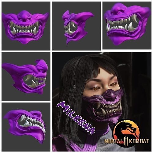 mileena mascarar mortal kombat 11 kiantan assassino mk11 mkx mk9 2021 filme combate abaixo capacete cosplay ermac fumaça réptil kitana moda 3D print model - Mito3D