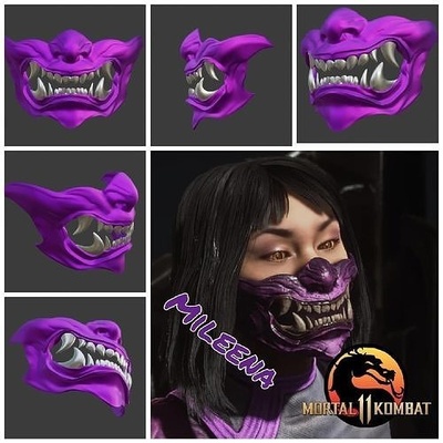 mileena mascarar mortal kombat 11 kiantan assassino mk11 mkx mk9 2021 filme combate abaixo capacete cosplay ermac fumaça réptil kitana moda 3d print model - Mito3D