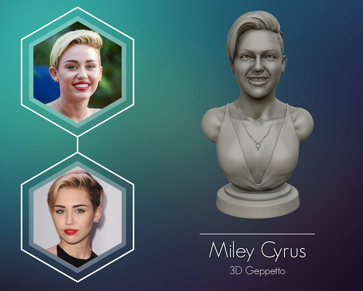 miley cyrus 3d druckbar skulptur modell kunst porträt statue mädchen mode marmor frau vergeben figur galerie griechisch skulpturen 3D print model - Mito3D