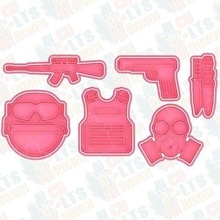 military cookie cutter set of 6 stamp cookies cook home kitchen cutters dining house war gun machine knife 3d print model - Mito3D