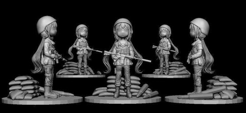 military girl soldier games-toys child weapon wear army pigure character cartoon other games toys 3d print model - Mito3D