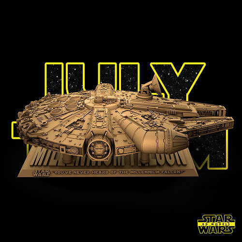 millennium falcon sculpture - tested ready 3d printing starwars fanart hansolo millenniumfalcon ship patreon art sculptures 3D print model - Mito3D