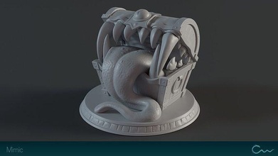 nachahmen Lager Truhe Monster Miniatur Tischplatte ttrpg Skulptur Pfadfinder Fantasie drucken Spiele Spielzeuge Tafel Formwechsler Zunge 3d print model - Mito3D