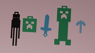 minecraft sarmaşık enderman necklace bracelet keychain 3d yazdır oyun karakter kılıç kazma kolye bilezik anahtarlık pikselli baskı aksesuar aksesuarlar oyuncaklar oyunlar 3d print model - Mito3D