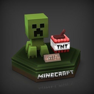 minecraft green creeper miniature 3d printable toy decorative decoration set model mobilegame desk lowpoly art print support easy house decor 3d print model - Mito3D