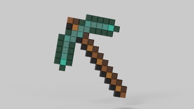 minecraft pickaxe 3dp print cosplay weapon weapons pixel army 3dprint printable game axe games toys accessories ps toy 3d model gaming play 3d print model - Mito3D