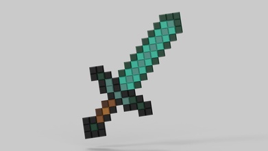 minecraft sword 60 cm 3d print cosplay weapon 3dprint game character pixelated weaponry pixel voxel colorful cube games gameplay toys accessories 3d print model - Mito3D