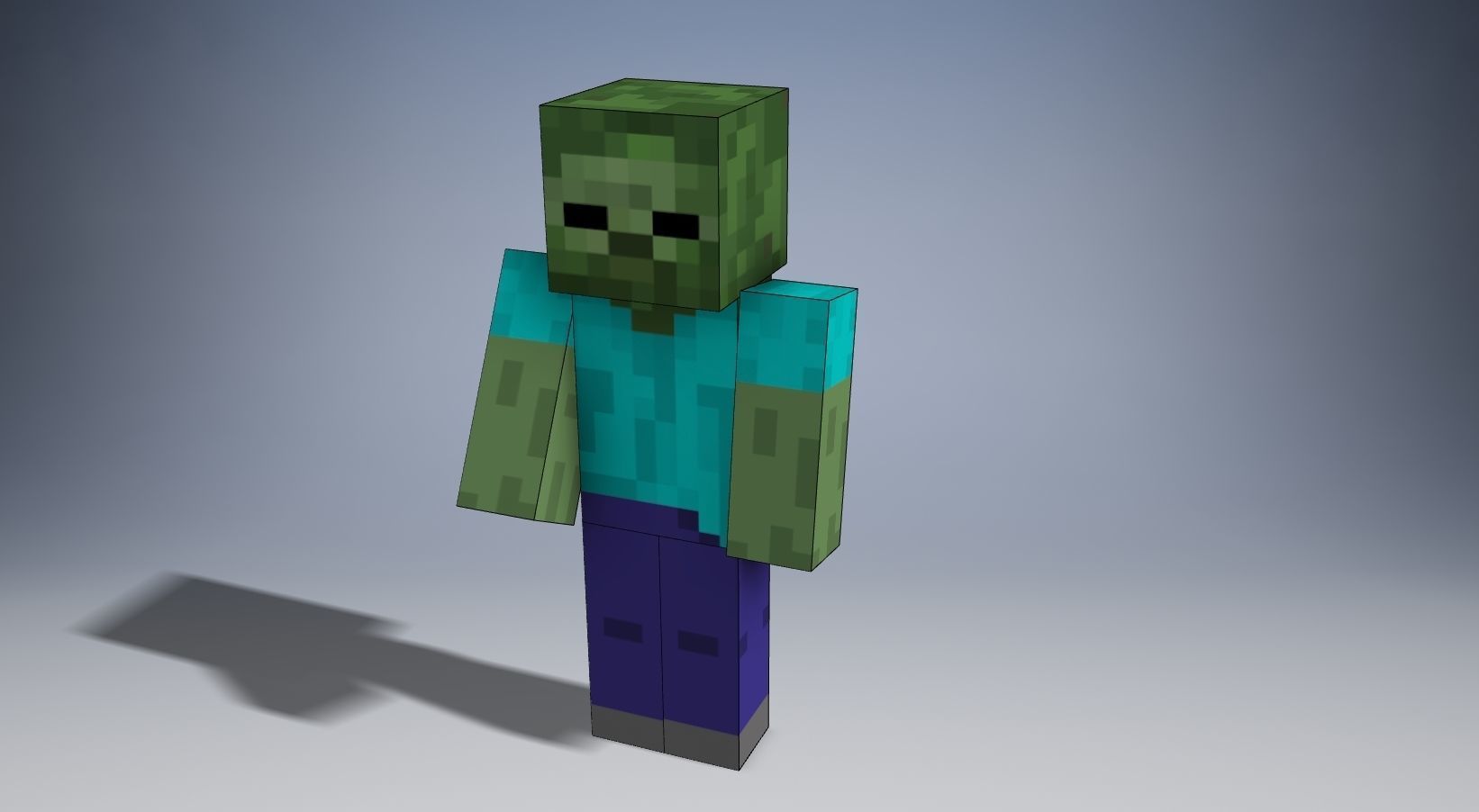 minecraft zombie 3dprint poly lowpoly creepy character horror scary undead games toys 3D print model - Mito3D