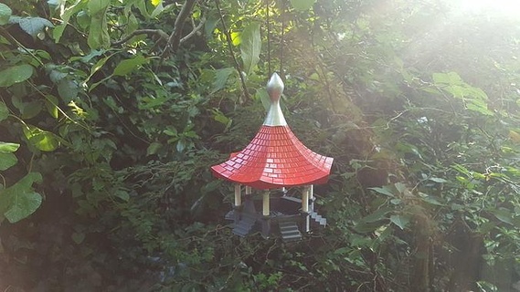mini uccello tempio alimentatore Casa birdhouse mangiatoia per uccelli giardino asiatico architettura orientale all'aperto arredamento aria natura cibo Fai coaltit 3d print model - Mito3D