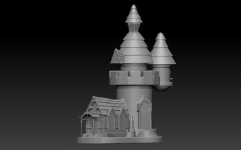 mini castillo oficina mesa hogar casa decoración fantasía choza isla 3d print model - Mito3D
