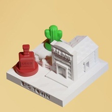 mini city - western hair dog saloon west bar wild cowboy outlaw miniature cityscape game pieces bottle bootlegger poker games toys accessories 3d print model - Mito3D