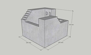 Mini Beton box11 Box Design Kunst Architektur industriell Silikon Hand handgemacht Pfeffer Stift Blume Planet Innere Topf Dekor Zubehör Stadt städtisch Block Haus 3d print model - Mito3D
