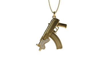 mini draco kolye büyük altın sarı beyaz gümüş yazdırılabilir tabanca takı taşlar elmas silah platin 3dprint 3d print model - Mito3D