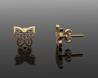 mini pendientes v3 3d impresión modelo arete joyería joya oro plata brillante libra esterlina blanco 3d print model - Mito3D