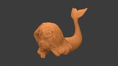 mini mermaid sculpture art design 3d model print printing decor desk toy character girl woman fish thinking statue stl miniatures figurines sculptures 3d print model - Mito3D