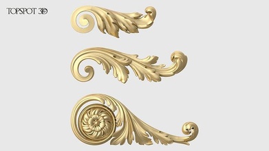 mini set acanthus leaves carving leaf renaissance baroque onlay interior design collection moulding finishes cnc classic furniture rococo decoration carved 3dprint highpoly ornate art 3d print model - Mito3D