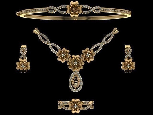 mini set gold ring diamonds jewelery jewelry silver diamond jewel necklace fashion beauty bracelet charm brilliant 3d print model - Mito3D