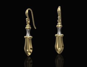mini sword earrings 3d printable stl jewelry earring gold silver platinum sterling women stylish fashion modern girl hook 3d print model - Mito3D
