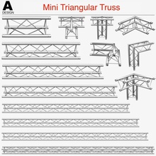 mini triangular truss 009 girder beam broadcast steel metal construction structure building construct roof wall industrial architecture stage exhibition television fashion 3d print model - Mito3D